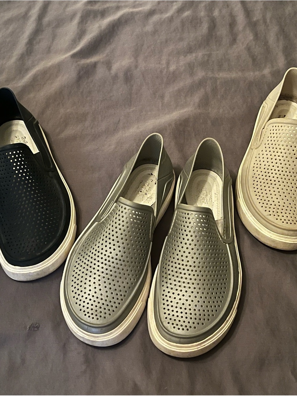 CROCS Women's Slip-On Perforated Flats - 3 pairs